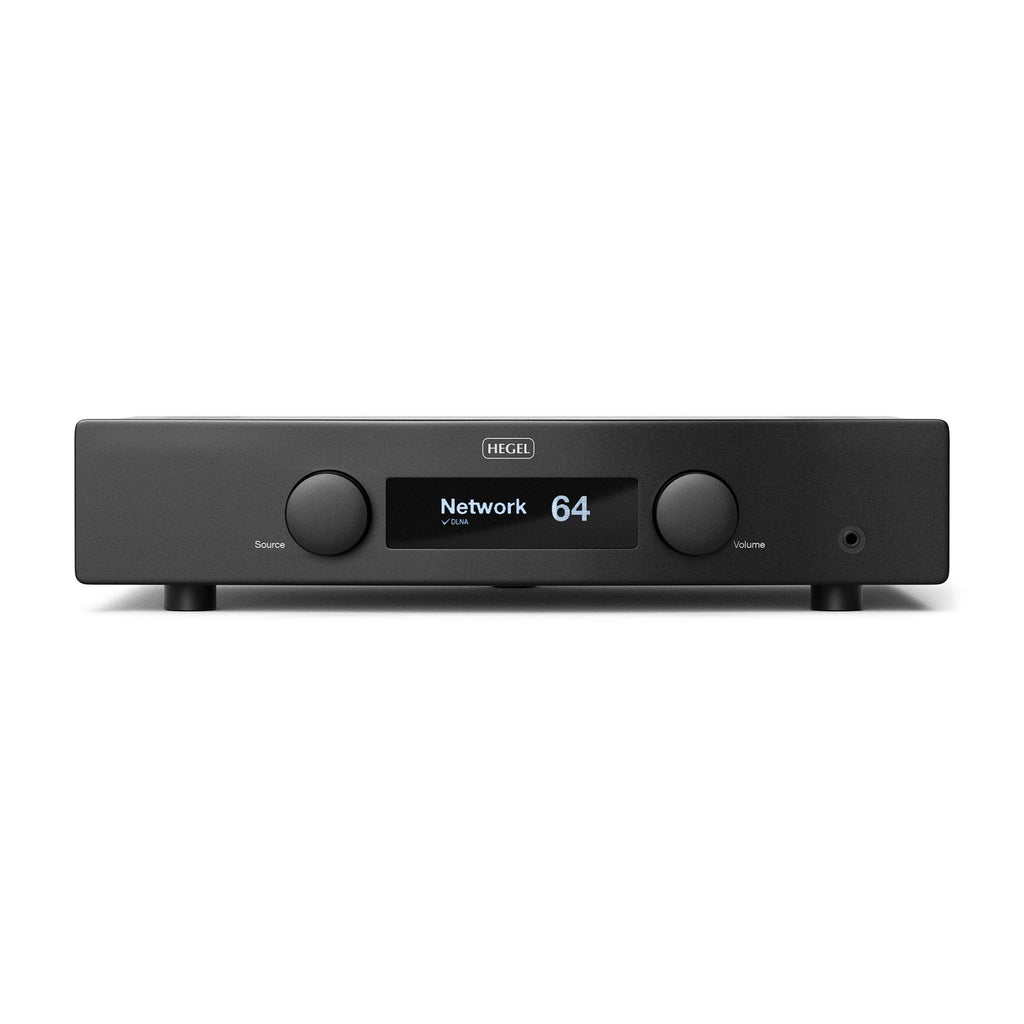Black audio receiver with digital display, Hegel H95