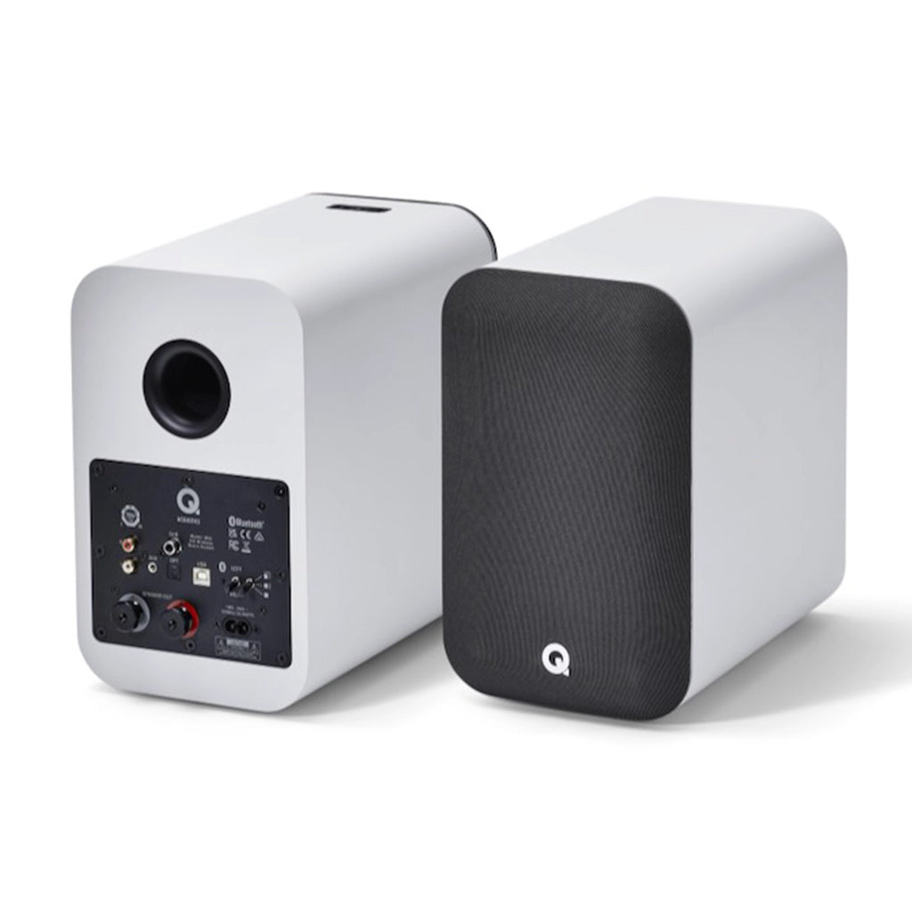 White speakers with black grills, Q Acoustics M20 Powered Wireless Music System