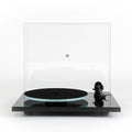 Black Turntable with clear dust cover, Rega Planar 2