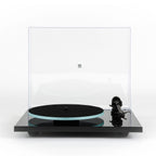 Black Turntable with clear dust cover, Rega Planar 2